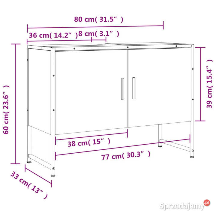 Szafka pod umywalkę czarna 80x33x60 WM842461 Toaletki mazowieckie Warszawa sprzedam