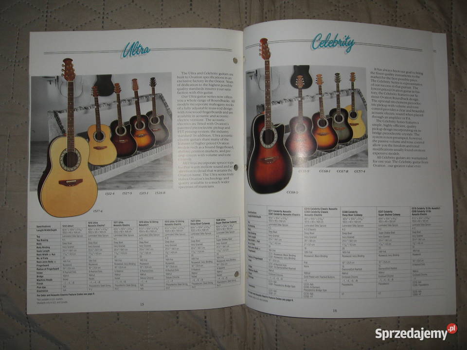 Ovation 1991 katalog gitar Gitary i akcesoria Kępice