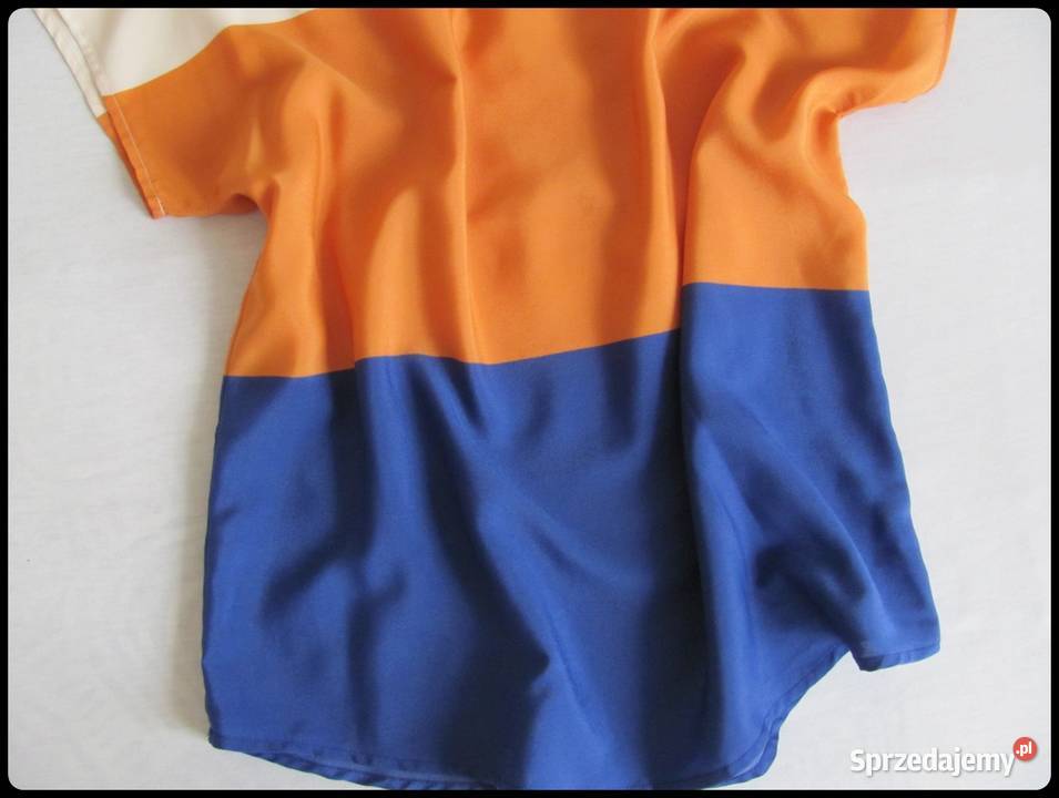 Bluzka trójkolorowa lekka 38 M zamek na karku Płock