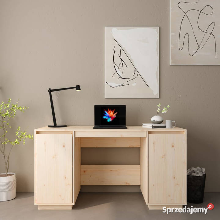 Biurko 140x50x75 lite drewno sosnowe WM814324 Warszawa sprzedam