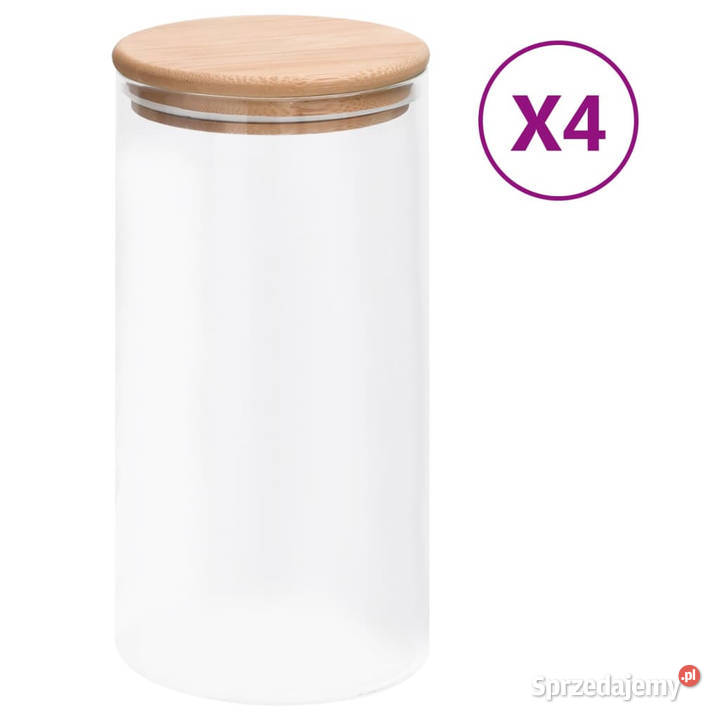 Szklane słoje z bambusową pokrywką 4 1200 ml mazowieckie Warszawa