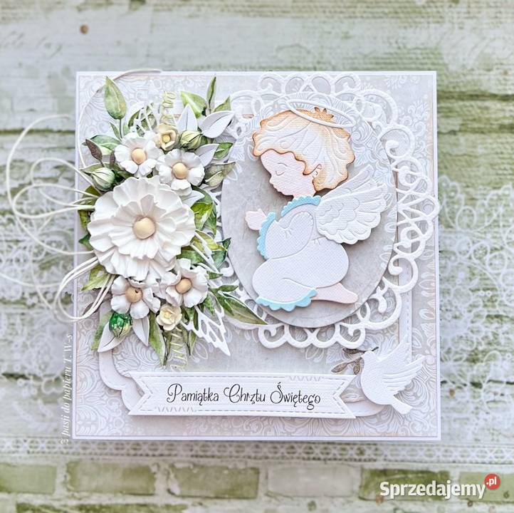 Personalizowana kartka na chrzest ręcznie Mielec