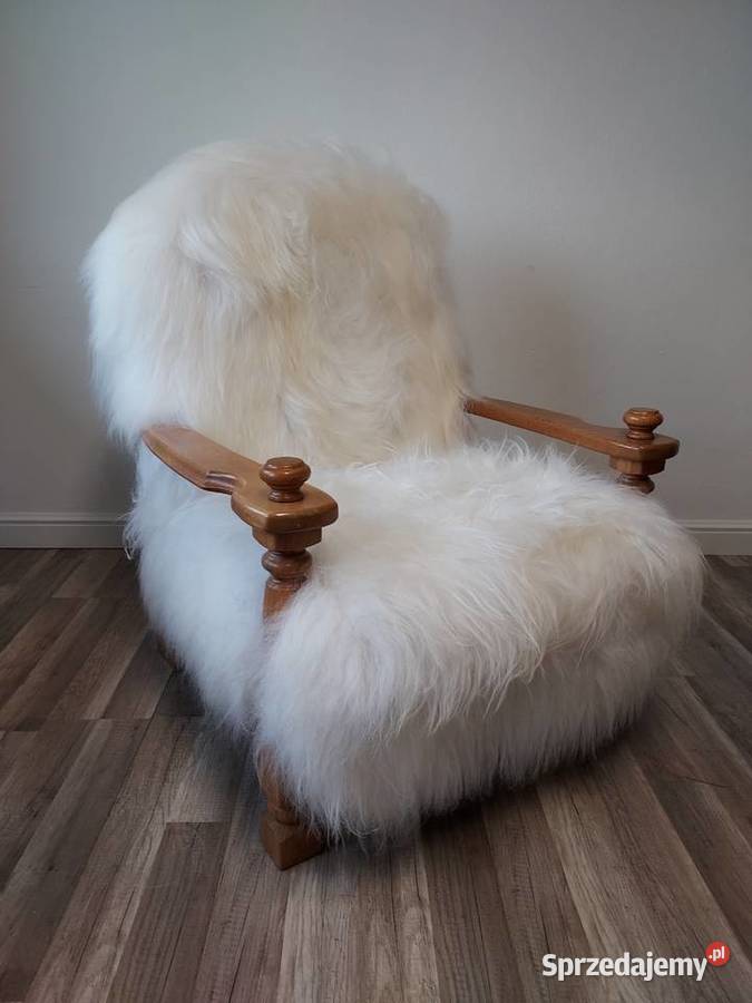 Fotel Skóra Owcza Fotel Obity Naturalną Skórą Szaflary