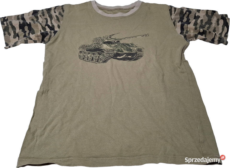 Koszulka chłopięca Tshirt zieleń moro czołg 134 śląskie