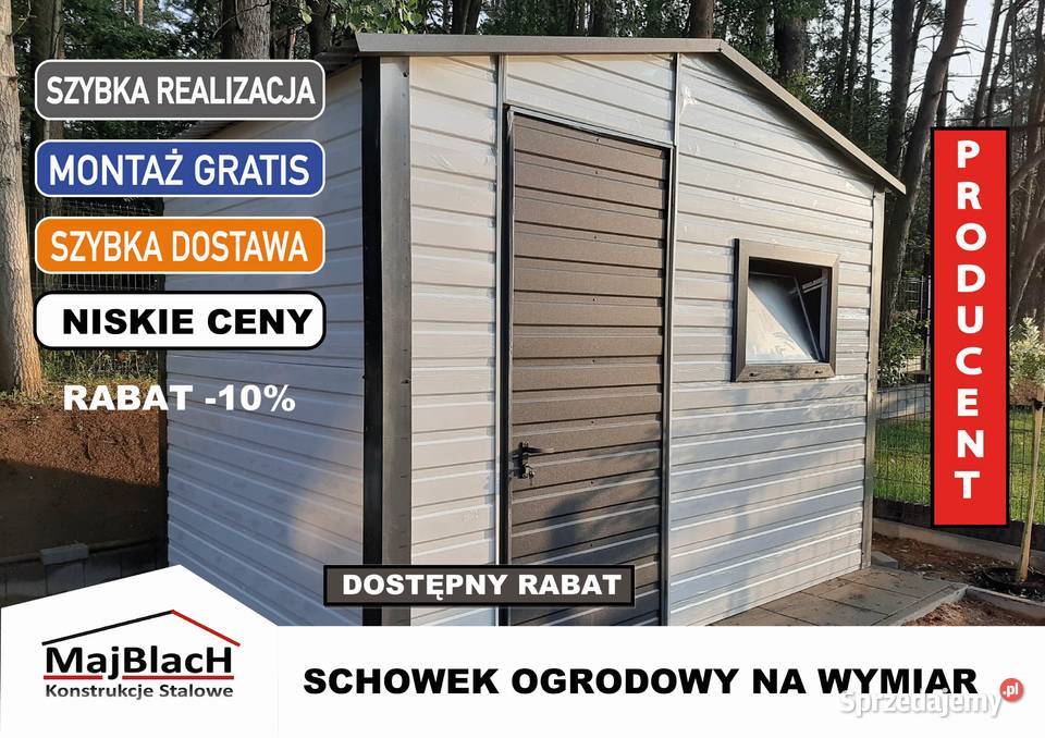 A211Ładny Biały Garaż Blaszany Na narzędzia Sprzedaż Łobez