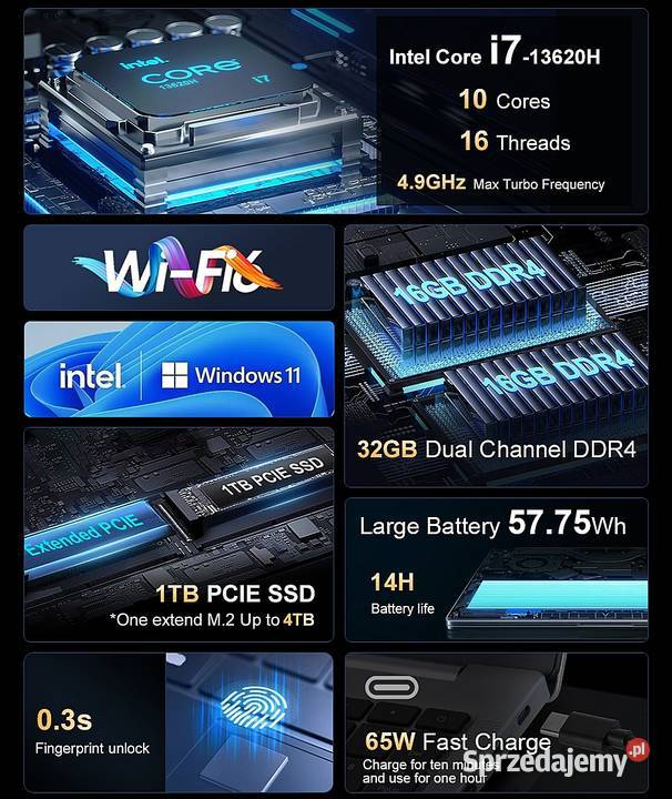 Nowy laptop 16 Ninkear N16 Pro 32GB RAM1TB 32GB Poznań