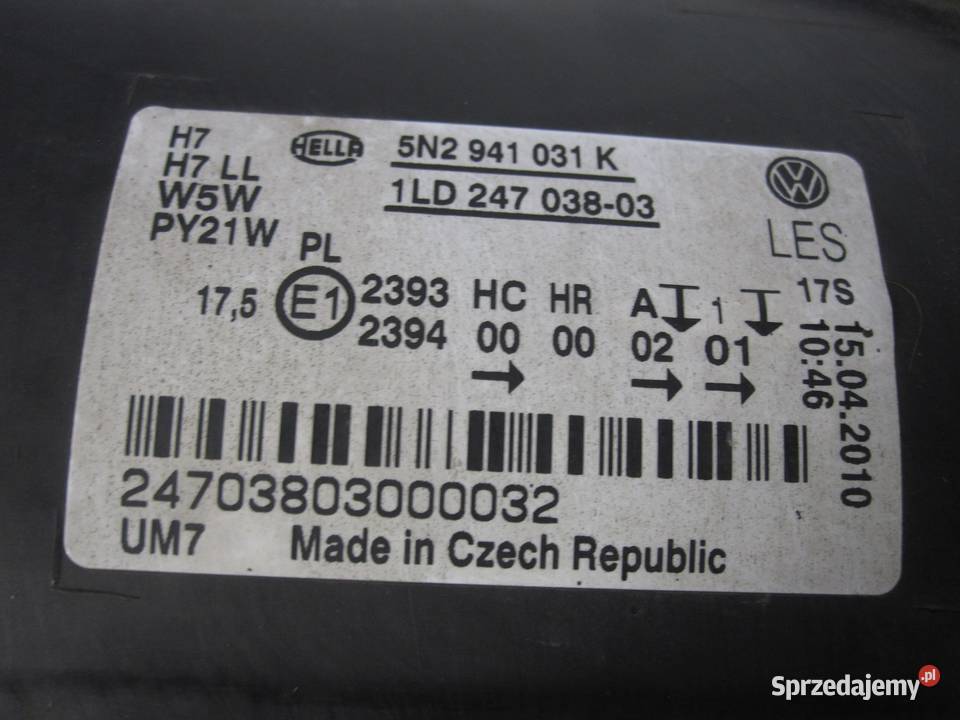 VOLKSWAGEN TIGUAN I 10r lampa lewa przód ANGLIK Lampy przednie sprzedam