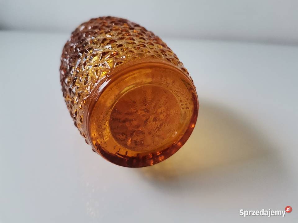 Stary bursztynowy wazon Grys Lodowy huta Porcelana i szkło Katowice