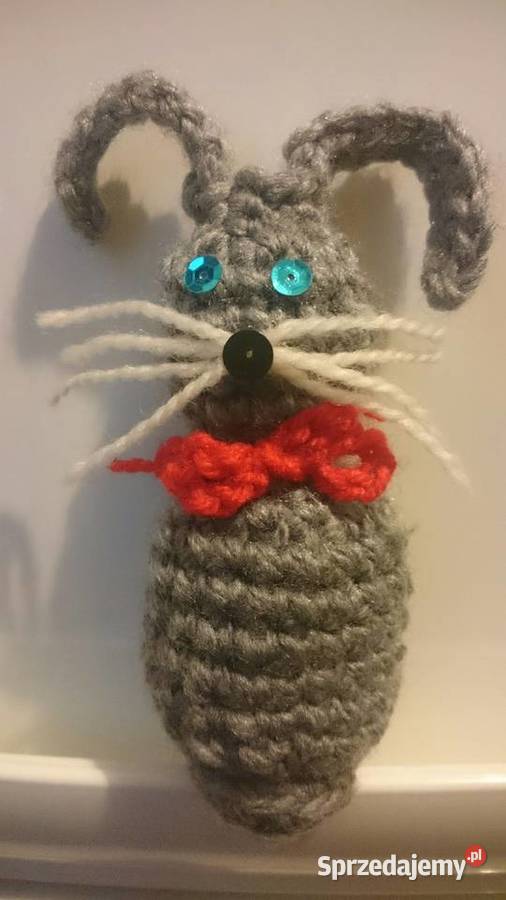 Zając wielkanocny szydełkowy do koszyczka ozdoba Bolesławiec