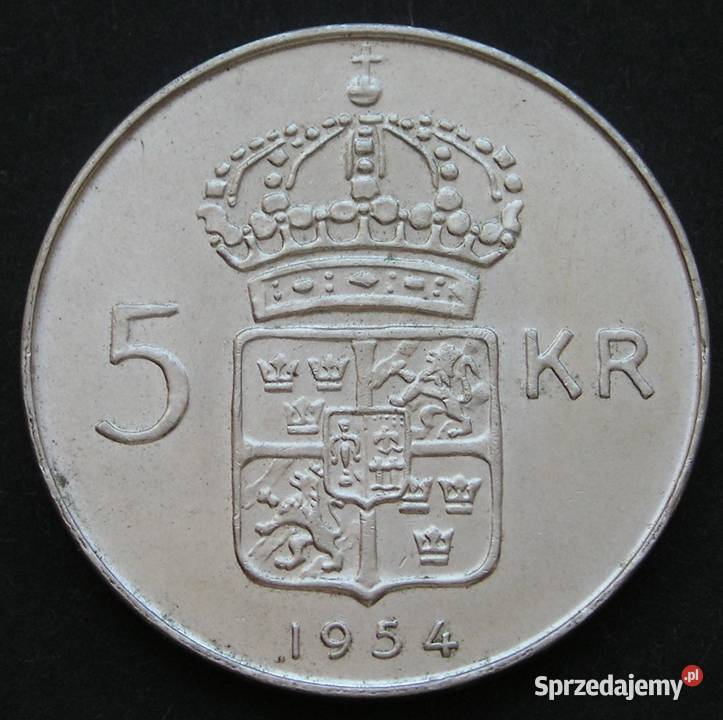 SZWECJA 5 KORON 1954 SREBRO Łódź
