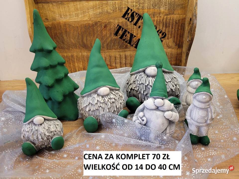 Skrzat świąteczny gnom brodacze z gipsu Boże Wrocław