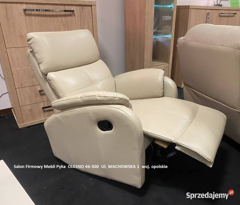 Nowy Fotel 80 RELAX Bujany Obrotowy SKÓRA Outlet opolskie