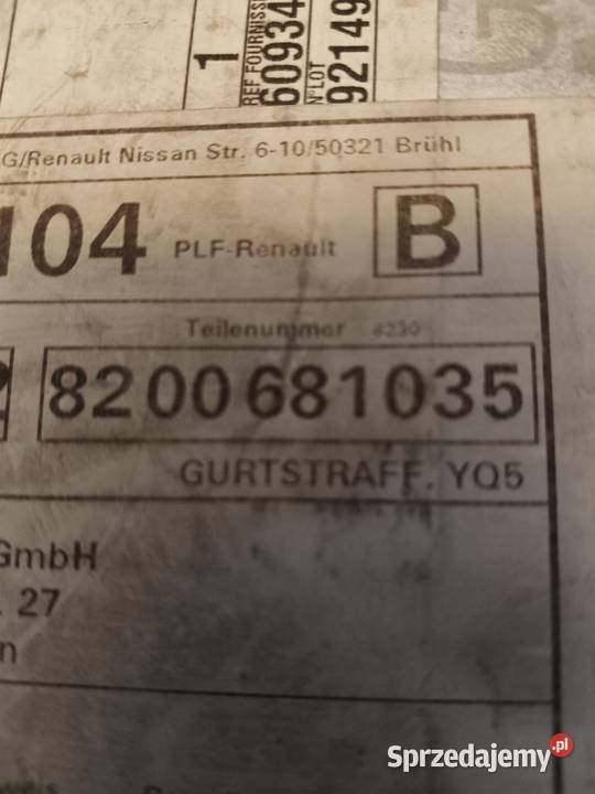 Napinacz pasa Renault Master Kangoo Express inne Pozostałe Koszalin