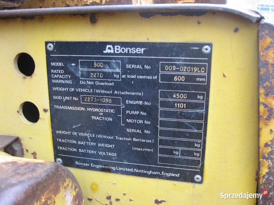 Wózek widłowy terenowy Bonser 50D 45 Tony Silnik podkarpackie