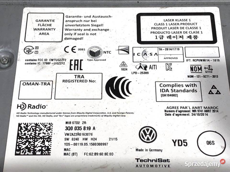 CZYTNIK NAWIGACJI VW GOLF VII 3Q0035819A
