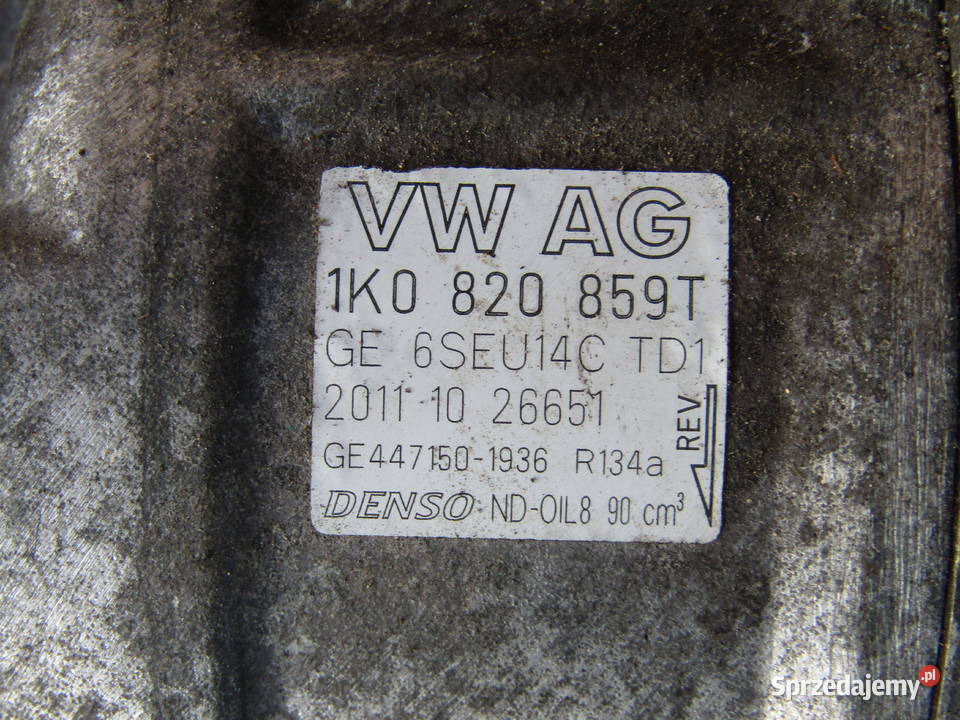 KOMPRESOR KLIMATYZACJI VWAUDI 14TSI 1K0820859T Rok produkcji 2012 Mysłaków