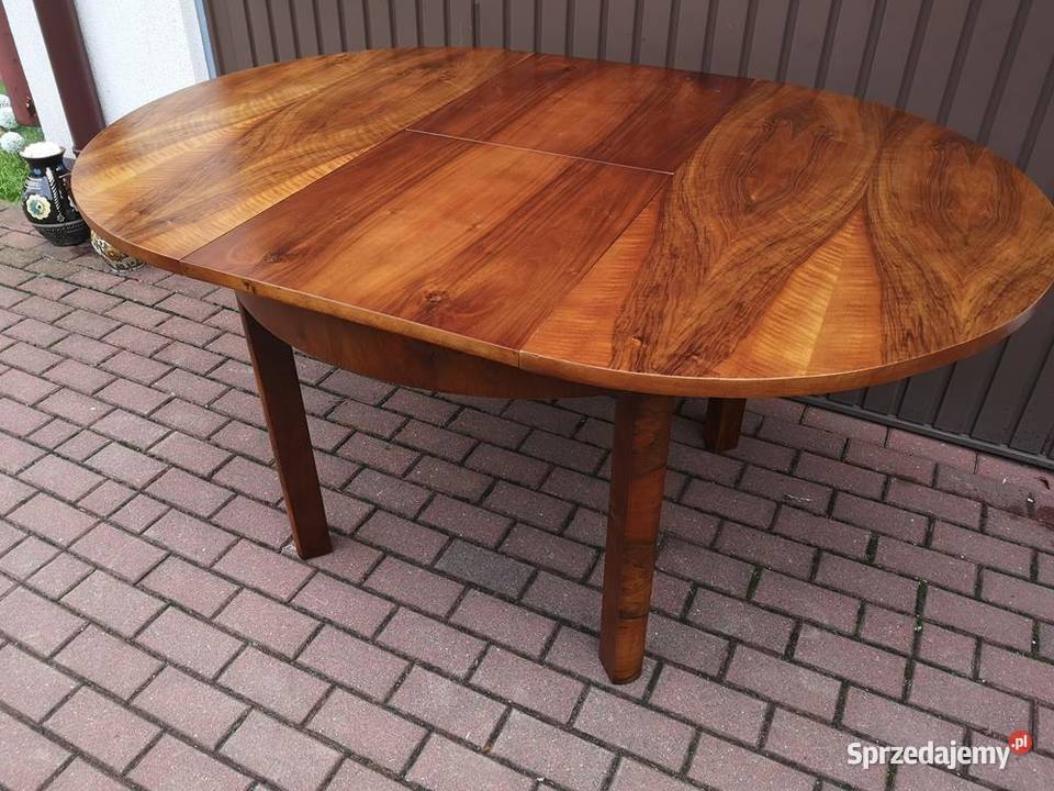 Stół ArtDeco Okrągły Orzech Zgrabny Antyk Stary Swarzędz