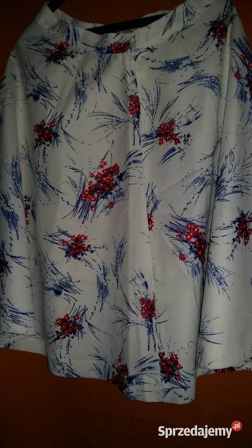 Spódniczka letnia biała w bukiety kwiatów M czerwony Łódź