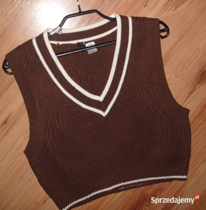 Wełniana Czekoladowo Kremowa kamizelka HM r S Rawicz sprzedam