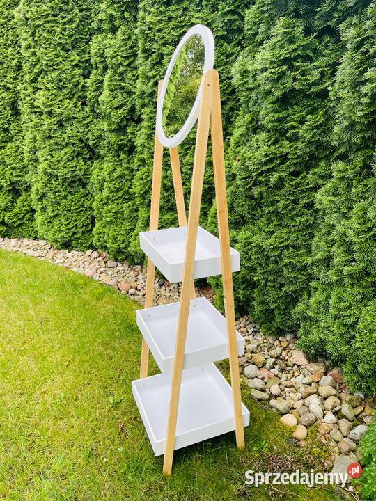 Regał bambusowy drabinka z półkami i lustrem Pozostałe Walendów