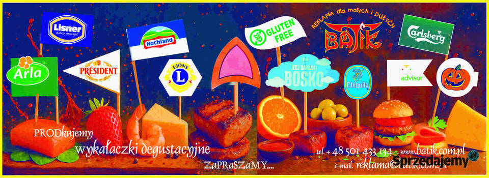 WYKAŁACZKI pikery toppery flagietki degustacyjne reklama