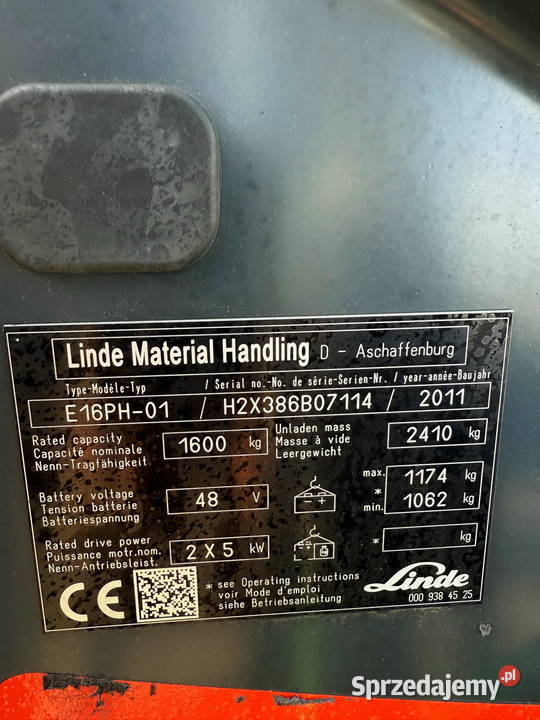 wózek widłowy elektryczny LINDE E16PH przesuw Linde Działoszyn sprzedam