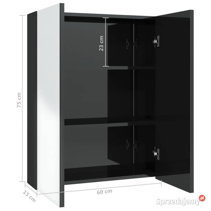 Szafka łazienkowa z lustrem 60x15x75 MDF czerń z Warszawa sprzedam