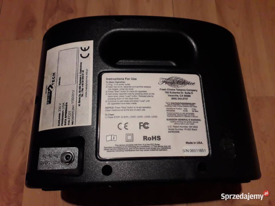 w pelni automatyczna nabijarka do papierosow Biznes i Przemysł Świdnica sprzedam