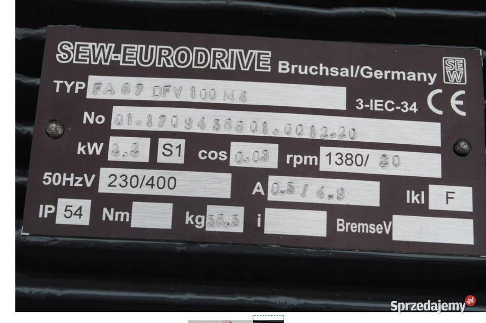 Motoreduktor 22kw 28obrmin Firmy SEW Kargowa
