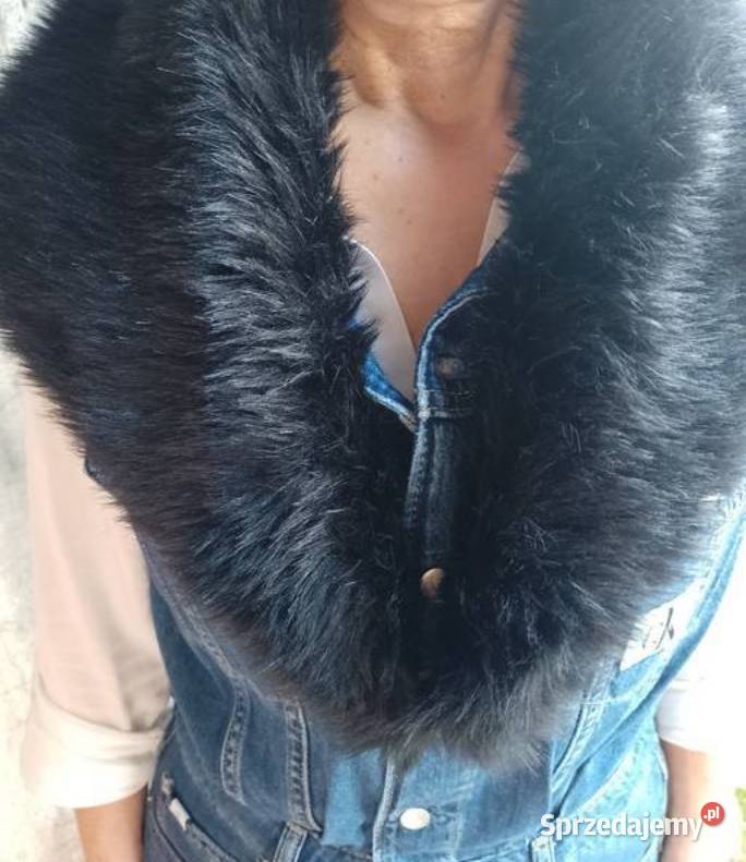 Ekskluzywny czarny futrzany kołnierz z Londynu Dodatki Kraków sprzedam