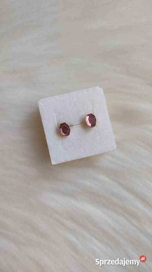 Małe różowe kolczyki z kryształkami NOWE