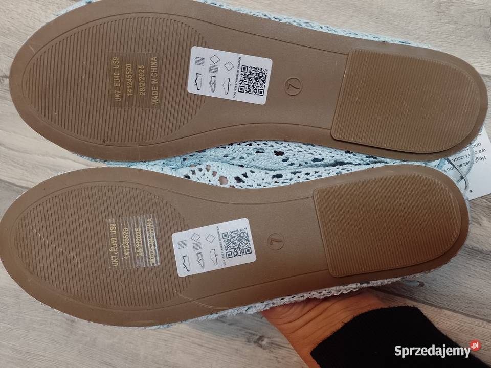 40 ASOS Niebieskie ażurowe baleriny sznurowane z Kraków
