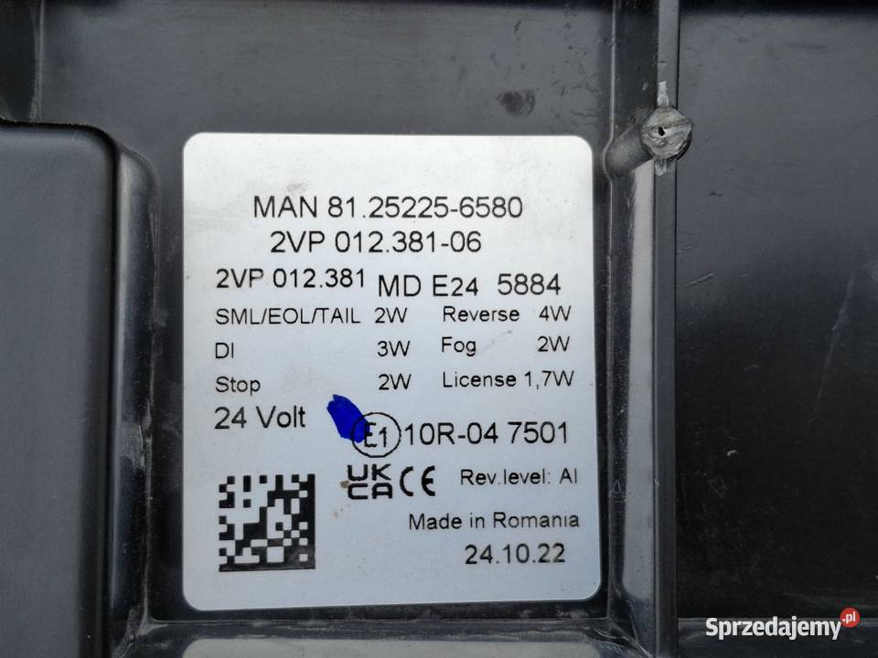 MAN TGX TGS TG3 TGM PRAWY TYŁ PRAWA TYLNA LED Bieleń sprzedam