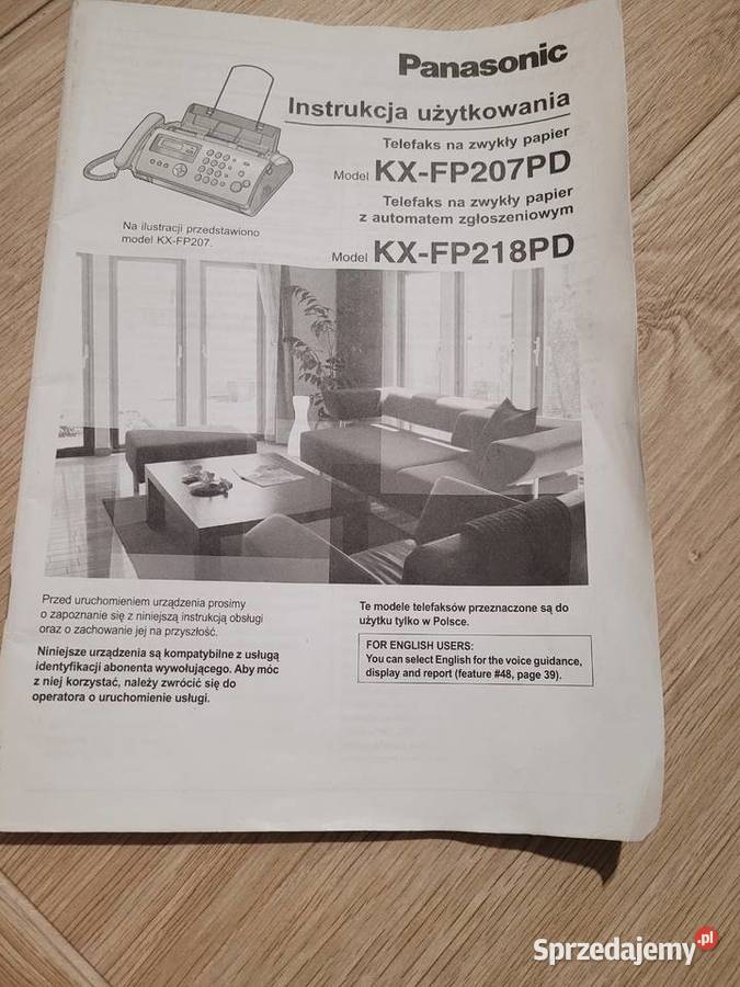 Sprzedam instrukcję obsługi telefaksu PANASONIC Zelów
