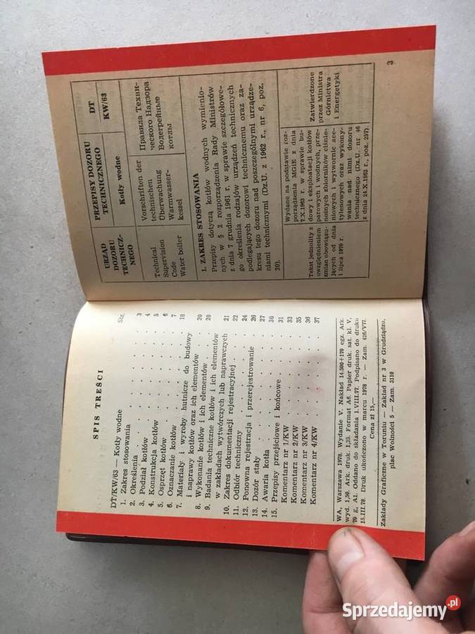 Przepisy Dozoru Technicznego Kotły Wodne Antykwariat wielkopolskie Łęczyca