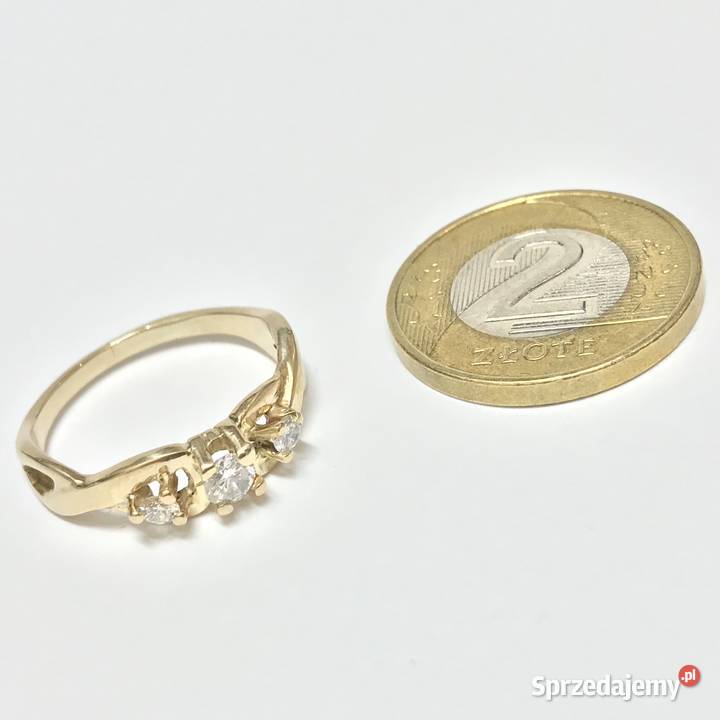 Złoty PIERŚCIONEK 585 14K DIAMENTY 025ct CUD r12 Warszawa