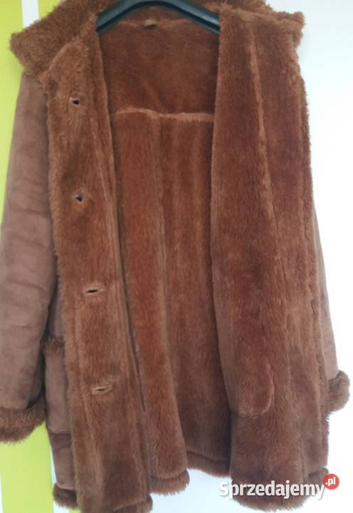 L Ekologiczny damski kożuch produkt polski brązowy/beżowy Gliwice