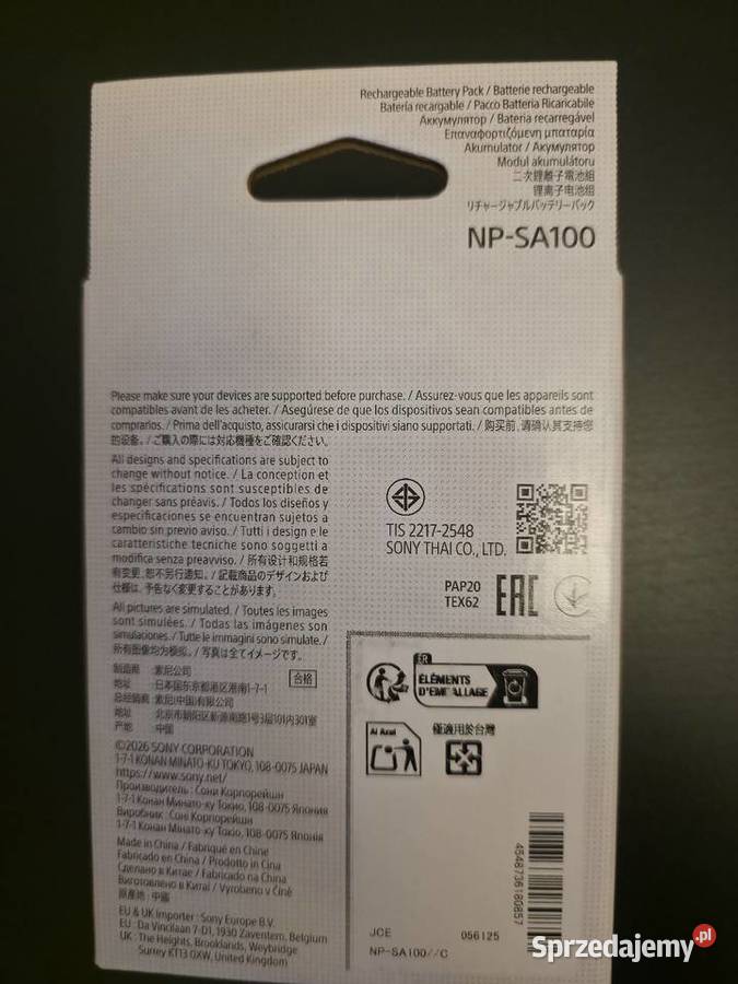 Oryginalny Akumulator Sony NPSA100 Nowy Przecław
