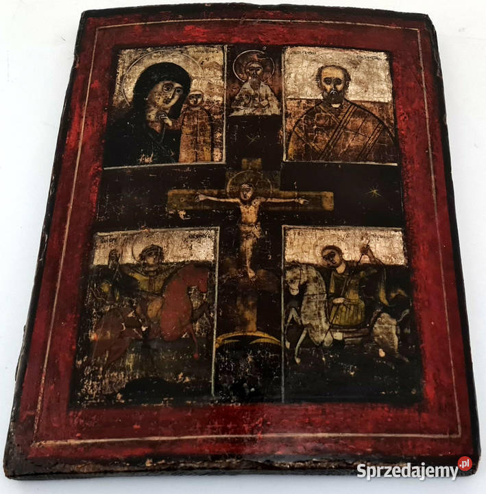 Ikona czteropolowa Jezus Chrystus Ukrzyżowany