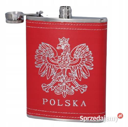 Piersiówka Patriotyczna z Godłem Polski Skórzana śląskie Ostrowy nad Okszą