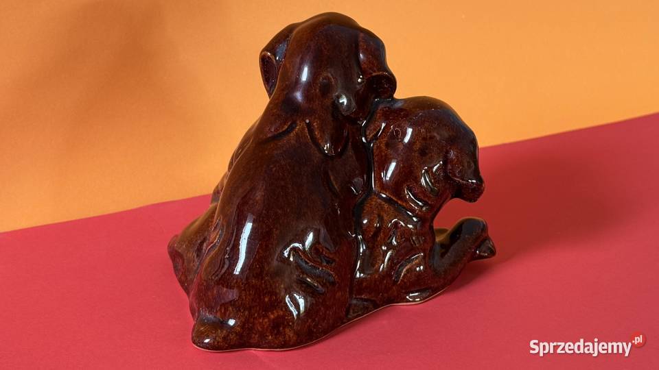 Porcelitowe mopsy z lat 7080 Porcelana i szkło lubelskie