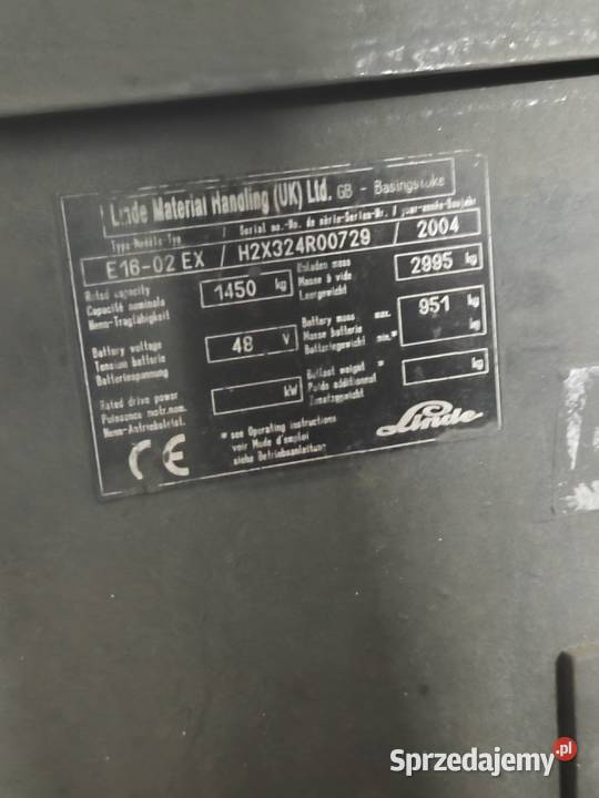 Wózek widłowy elektryczny Linde e16 uszkodzony Linde