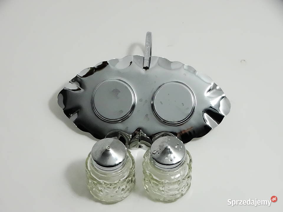 Zestaw przyprawników szkło metal elegancka taca Biłgoraj