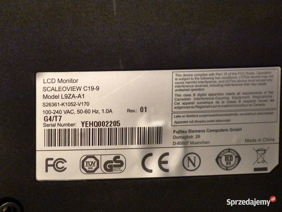 Monitor LCD Fujitsu model L9A1 SCALEOVIEW C199 śląskie Knurów