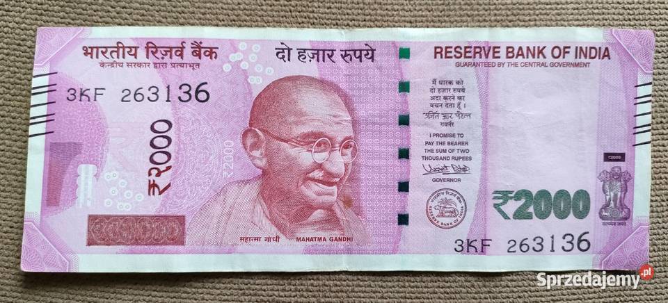 Indie Banknot 2000 Rupees 2016 Rzadki Toruń