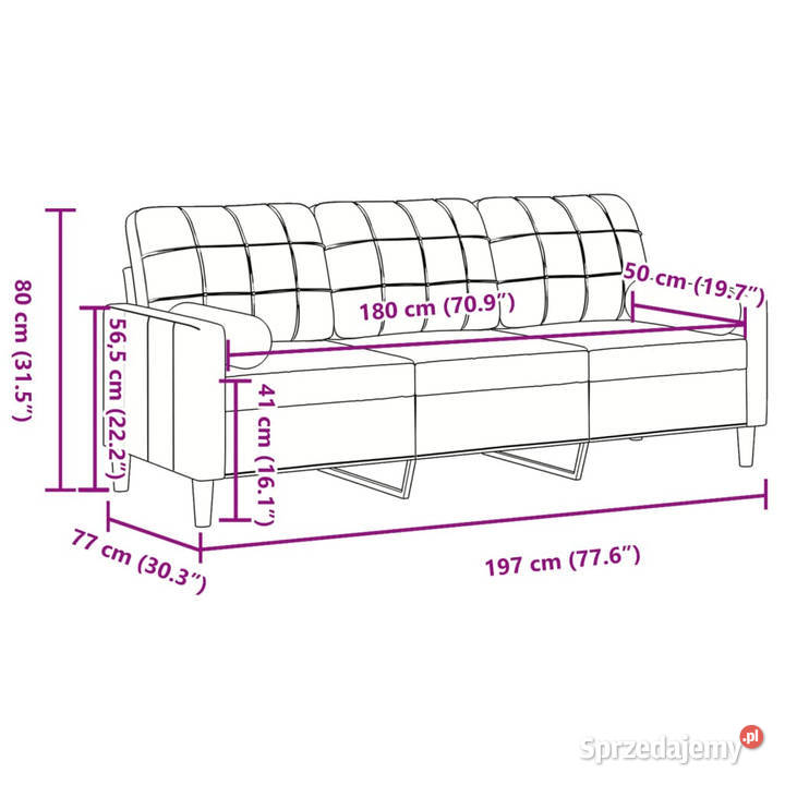 3osobowa sofa z poduszkami żółta 180 aksamit Warszawa