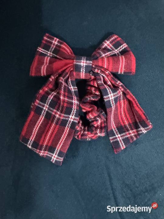 Gumka ozdobna do włosów z kokardką czerwono