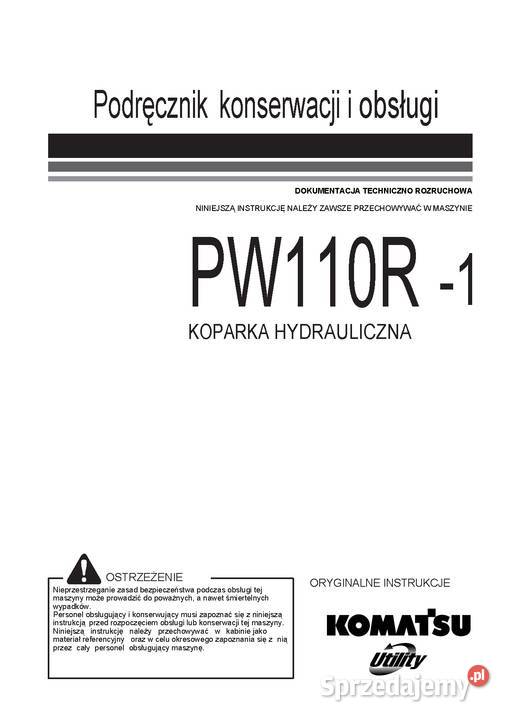 Komatsu PW110 PW110r Podręcznik konserwacji i Szamotuły