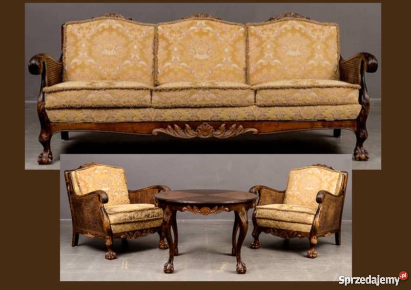 Piękny komplet Chippendale SOFA i DWA FOTELE dolnośląskie Wałbrzych