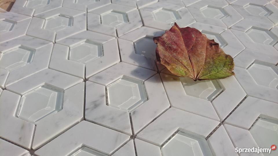 Mozaika FLOWER Bianco Carrara Crystall Glass